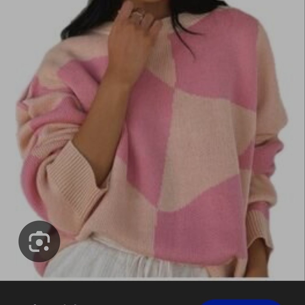 Pink and Cream Women's Sweater